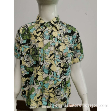 Cotton poplin print casual shirt for youth